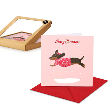 Festive Christmas Dachshund, Pack Of 10 Cards, 2 of 2