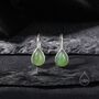 Genuine Green Jade Pear Cut Drop Hook Earrings, thumbnail 3 of 10
