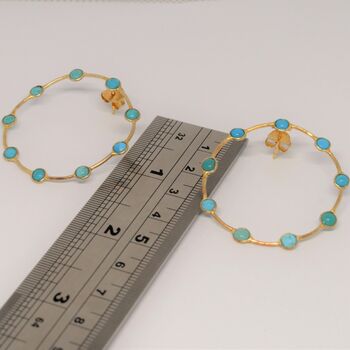 Turquoise Gold Hoop Earrings, 4 of 7
