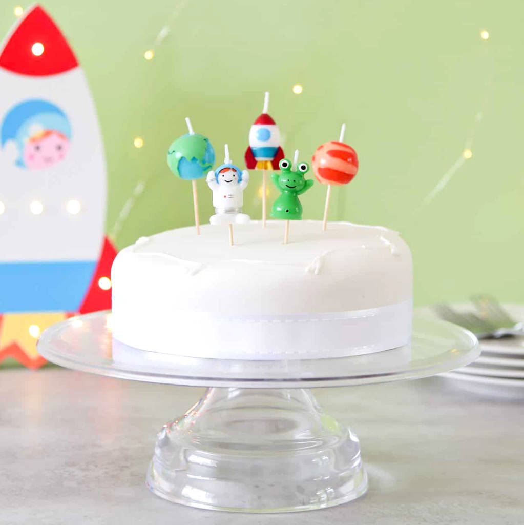 Space Themed Birthday Cake Party Candles, 1 of 2