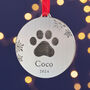 Personalised Dog/Cat Paw Print Christmas Decoration, thumbnail 2 of 3