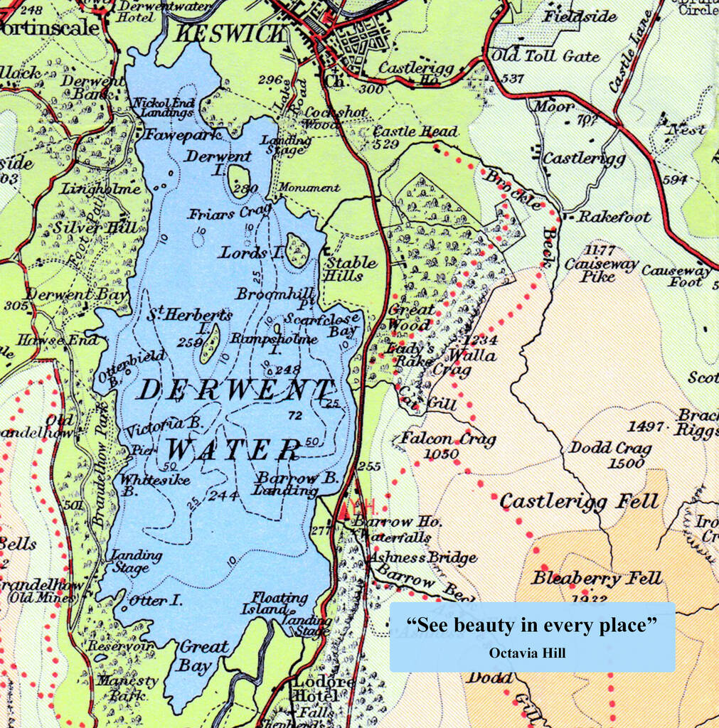 Lake District Map Card Of Derwent Water By A Northern Life ...