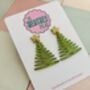 Green Squiggle Glitter Christmas Tree Earrings / Festive Jewellery / Sparkly Abstract Tree Earrings / Holiday Jewellery / Christmas Gift, thumbnail 3 of 5