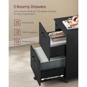 Industrial Mobile Filing Cabinet With Two Drawers, 3 of 8