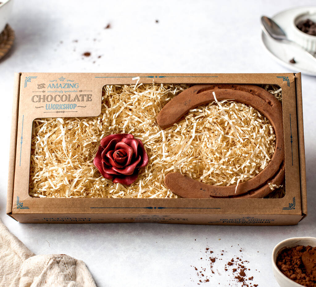 Chocolate Horseshoe And Rose Gift + Personalised Box, 1 of 12