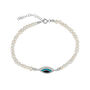 Pearl Evil Eye Sterling Silver Bracelet, thumbnail 5 of 10