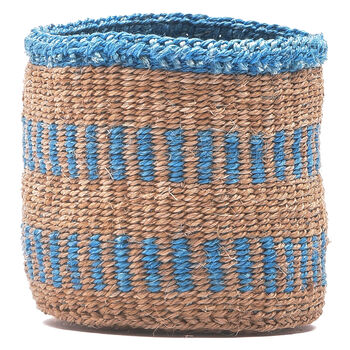 Dusty Blue Stripe Storage Baskets, 3 of 9