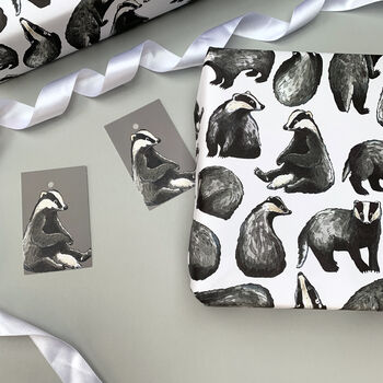 Badger Watercolour Wrapping Paper, 6 of 10