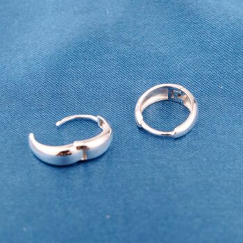 Thick 12 Mm Silver Huggie Hoops, Minimalistic Dainty Hoops, 6 of 7