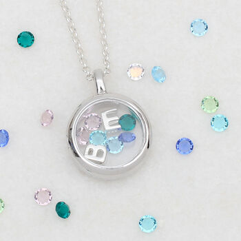 Sterling Silver Birthstone And Initial Glass Locket, 4 of 8