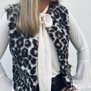 Wool Merino Short Gilet In Leopard Print, 4 of 12