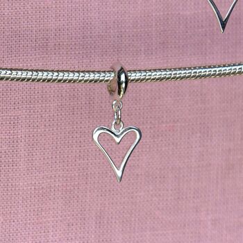 Sterling Silver Open Heart Charm, 3 of 7