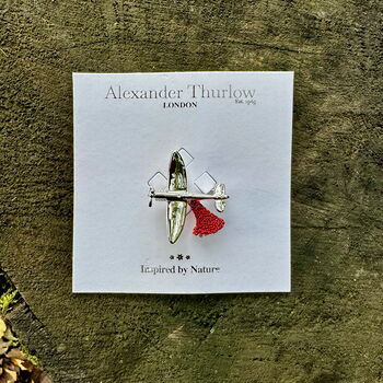 Spitfire Poppy Brooch, Silver Plated, 5 of 6