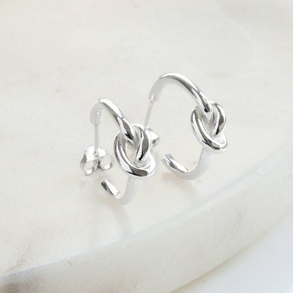 Sterling Silver Contemporary Knot Stud Hoop Earrings By Martha Jackson ...