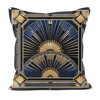 Deco Elegance In Blue Art Deco Cushions Design Two, 3 of 7