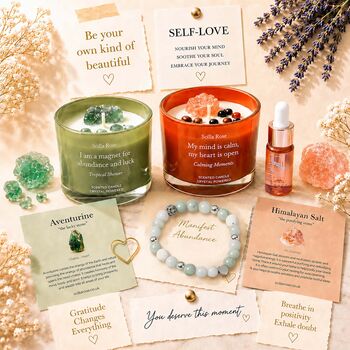 Crystal Candle And Jade Aromatherapy Bracelet Gift Set For Relaxation, Mindfulness, Self Care And Meaningful Wellness Gifting, 2 of 10