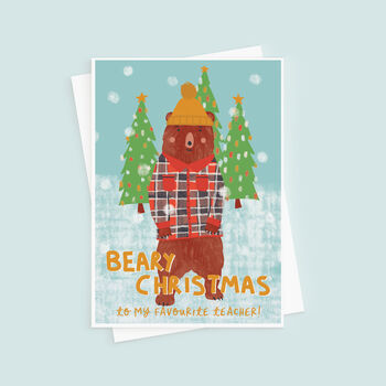 Favourite Teacher Christmas Bear Card, 2 of 2