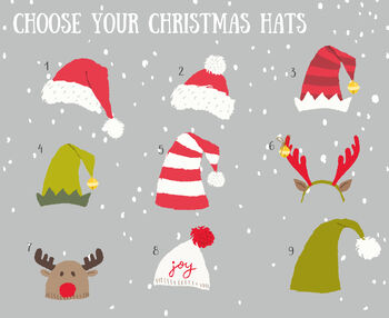 Pick Your Christmas Hat Family Christmas Cards Pack Of 10, 2 of 3