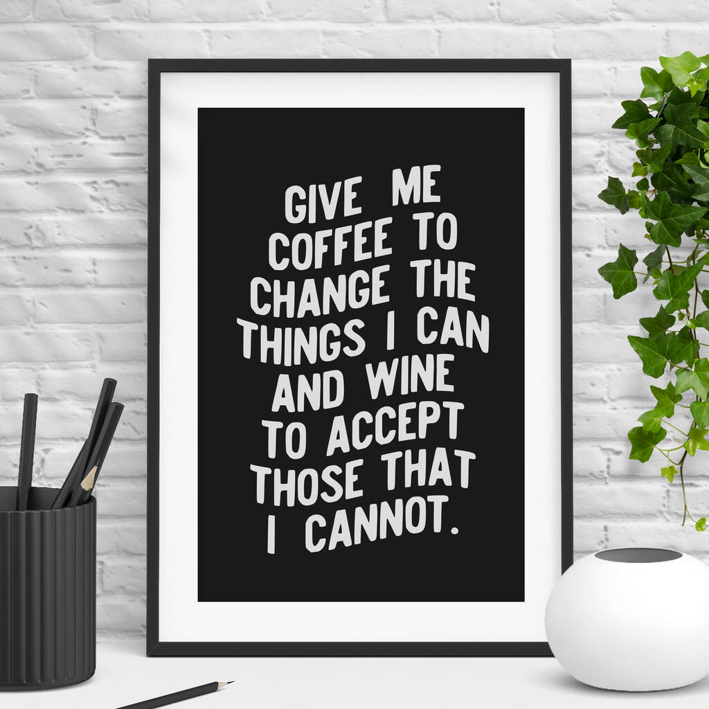 'Give Me Coffee And Wine' Kitchen Decor Print
