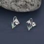 Sterling Silver Delicate Snowdrop Flower Stud Earrings With Enamel, thumbnail 1 of 12