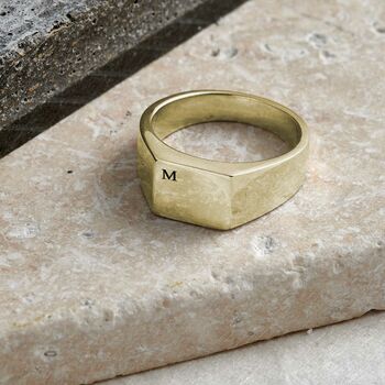 Personalised Initials Unisex Solid 9ct Gold Signet Ring, 4 of 8