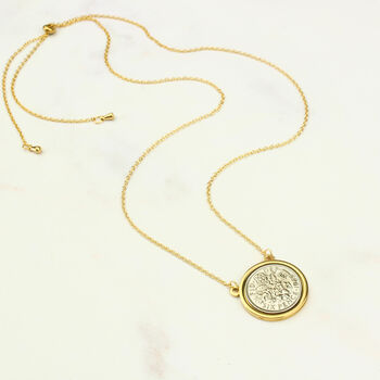 Personalised 80th Birthday Gold Tone Sixpence Necklace, 4 of 9