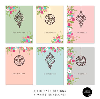 Multipack Of Six Eid Mubarak Cards, Primrose Valley, 2 of 2