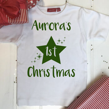 Personalised First Christmas Star T Shirt/Babygrow, 2 of 10