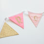 Personalised Pink And Gold Name Bunting, thumbnail 2 of 4