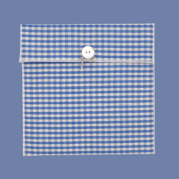 Reusable Organic Gingham Eco Envelope Square | Sky Blue, 2 of 5