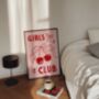 Girls Club Wall Art Print Pink Bows Cherries, thumbnail 10 of 10