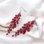 Red Crystal Drop Earrings With Black Wire Detailing, thumbnail 1 of 3