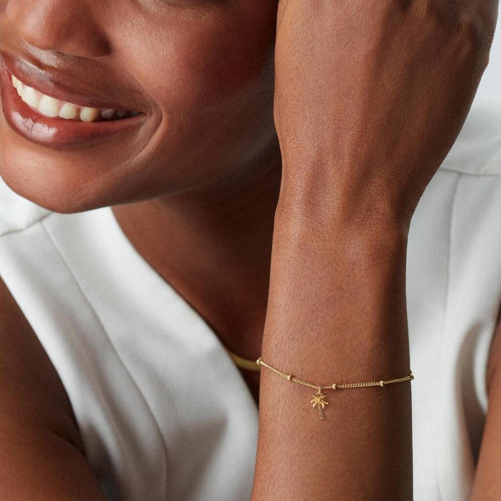 Palm Tree Bracelet Silver Or 18ct Gold Plated Vermeil, 1 of 4