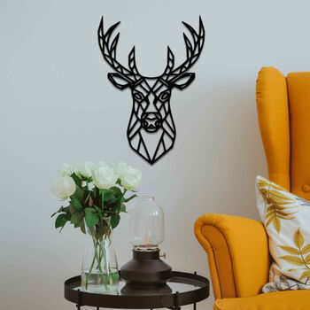 Geometric Stag Deer Head Wooden Wall Art Room Decor, 4 of 10