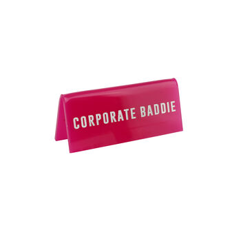 Pink Acrylic Desk Sign | ''Corporate Baddie'' | Novelty Office Gift, 2 of 2