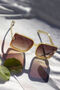 Cream Front Lens Rectangle Thick Frame Sunglasses, thumbnail 1 of 8