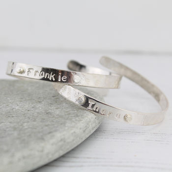 Sterling Silver Personalised Boys Christening Bangle, 3 of 9