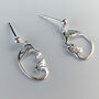 Sterling Silver Abstract Face Dangle Stud Earrings, thumbnail 2 of 7