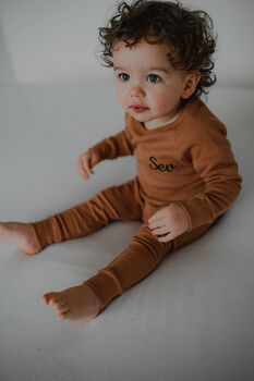 Personalised Ribbed Loungewear Set Classic Name, 5 of 5