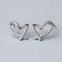 Sterling Silver Sparkly Heart Stud Earrings, thumbnail 7 of 7