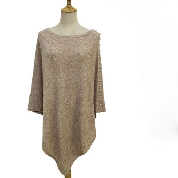 Wool Knit Poncho With Pearls, 8 of 10