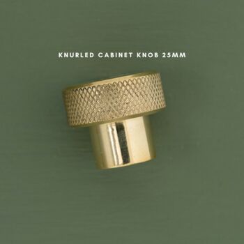 Solid Brass Knurled Kitchen Handles Knobs Brass Finish, 7 of 12