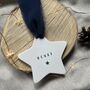 Personalised Handstamped Christmas Hanging Ceramic Star, thumbnail 2 of 3