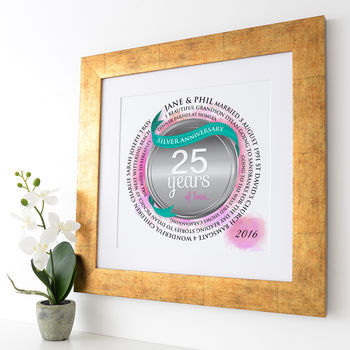 Personalised Silver Anniversary Circle Word Art, 6 of 12