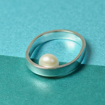 Handmade Sterling Silver Pearl Ring, 2 of 10