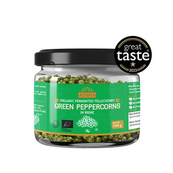 Ausha Organic Green Peppercorns In Brine 100g One* Great Taste Award 2025 UK Certified Organic By Soil Association, 12 of 12