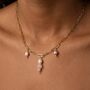 Rose Quartz And Pearl Tarnish Free Gold Plated Charm Necklace, thumbnail 1 of 5