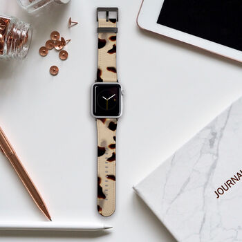 Ivory Tortoise Shell Vegan Leather Apple Watch Band, 7 of 7
