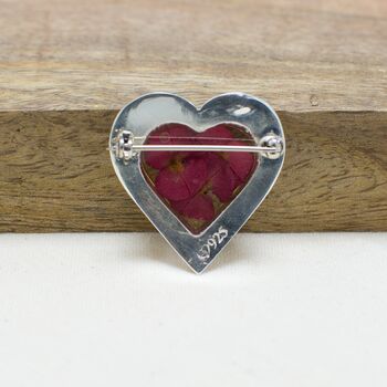 Sterling Silver Heart Brooch With Encased Poppies, 4 of 5