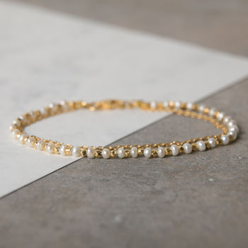 gold stacking pearls bracelet chain notonthehighstreet